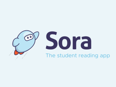 Graphic astronaut soaring to space for the SORA logo